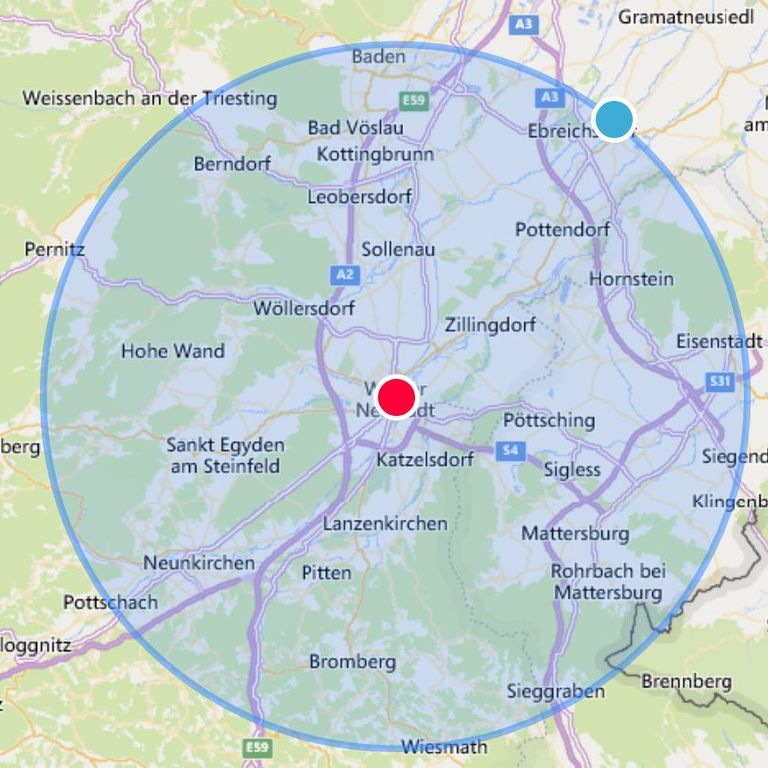 Lieferung nach Baden, Bad Vöslau, Leobersdorf, Wiener Neustadt, Neunkirchen, Eisenstadt, Ebreichsdorf.